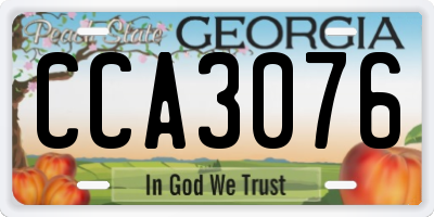GA license plate CCA3076