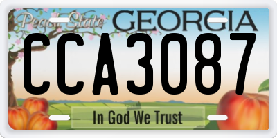 GA license plate CCA3087