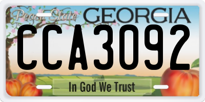 GA license plate CCA3092