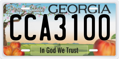 GA license plate CCA3100