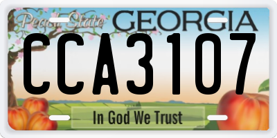GA license plate CCA3107