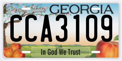 GA license plate CCA3109