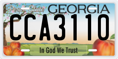 GA license plate CCA3110