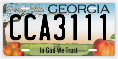 GA license plate CCA3111