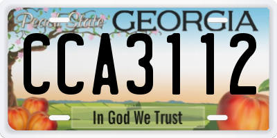 GA license plate CCA3112