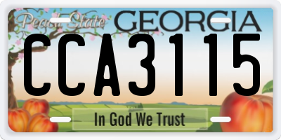 GA license plate CCA3115