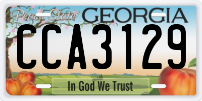 GA license plate CCA3129