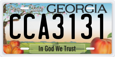 GA license plate CCA3131