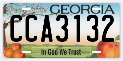 GA license plate CCA3132