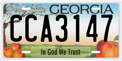 GA license plate CCA3147