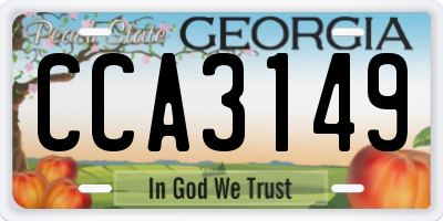 GA license plate CCA3149