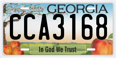 GA license plate CCA3168