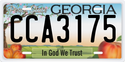 GA license plate CCA3175
