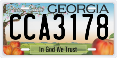 GA license plate CCA3178