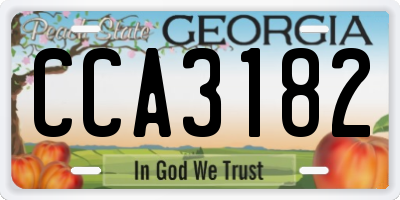 GA license plate CCA3182