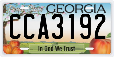 GA license plate CCA3192