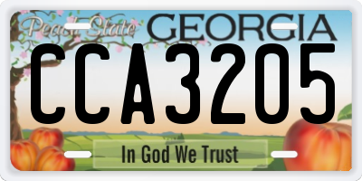 GA license plate CCA3205