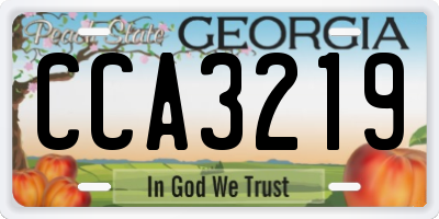 GA license plate CCA3219