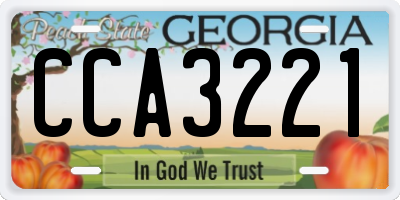GA license plate CCA3221