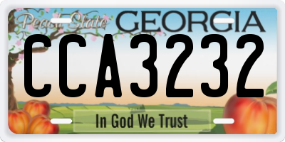 GA license plate CCA3232