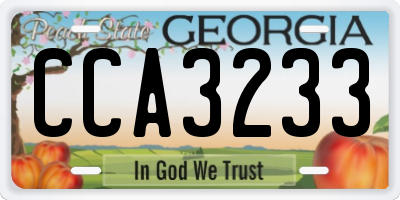 GA license plate CCA3233