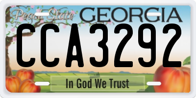 GA license plate CCA3292