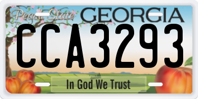 GA license plate CCA3293