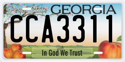 GA license plate CCA3311