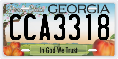 GA license plate CCA3318