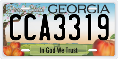 GA license plate CCA3319