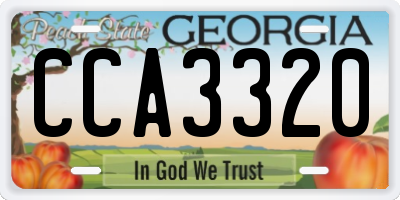 GA license plate CCA3320