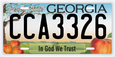 GA license plate CCA3326
