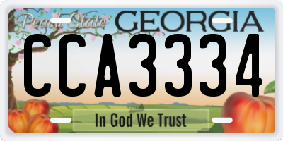 GA license plate CCA3334