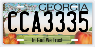 GA license plate CCA3335
