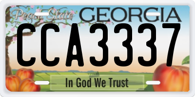 GA license plate CCA3337