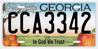 GA license plate CCA3342