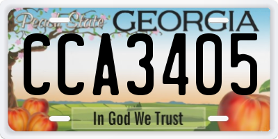 GA license plate CCA3405