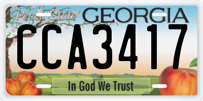 GA license plate CCA3417