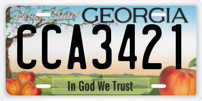 GA license plate CCA3421