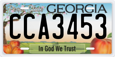 GA license plate CCA3453