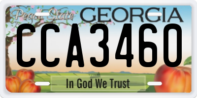 GA license plate CCA3460