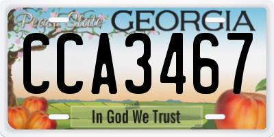 GA license plate CCA3467