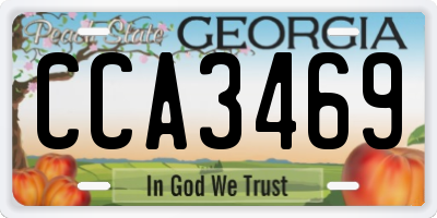 GA license plate CCA3469