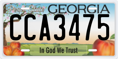 GA license plate CCA3475