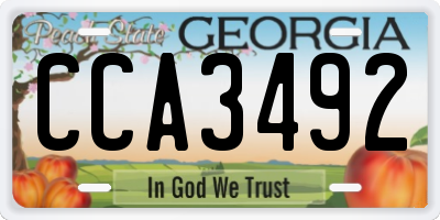 GA license plate CCA3492