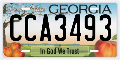 GA license plate CCA3493