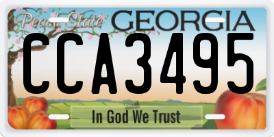 GA license plate CCA3495