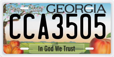 GA license plate CCA3505
