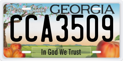 GA license plate CCA3509