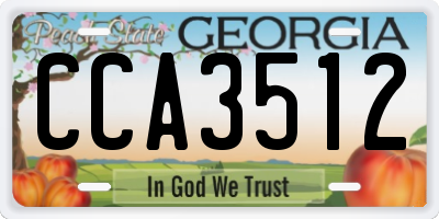 GA license plate CCA3512